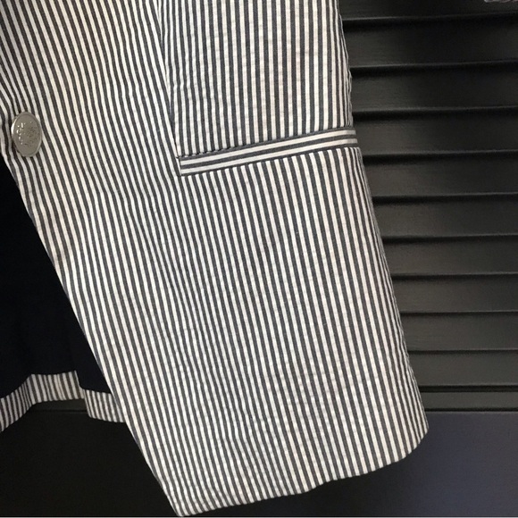 Mango MNG Suit 100% Cotton Seersucker Blazer, Beautifully Tailored, Size 2 - Picture 9 of 15